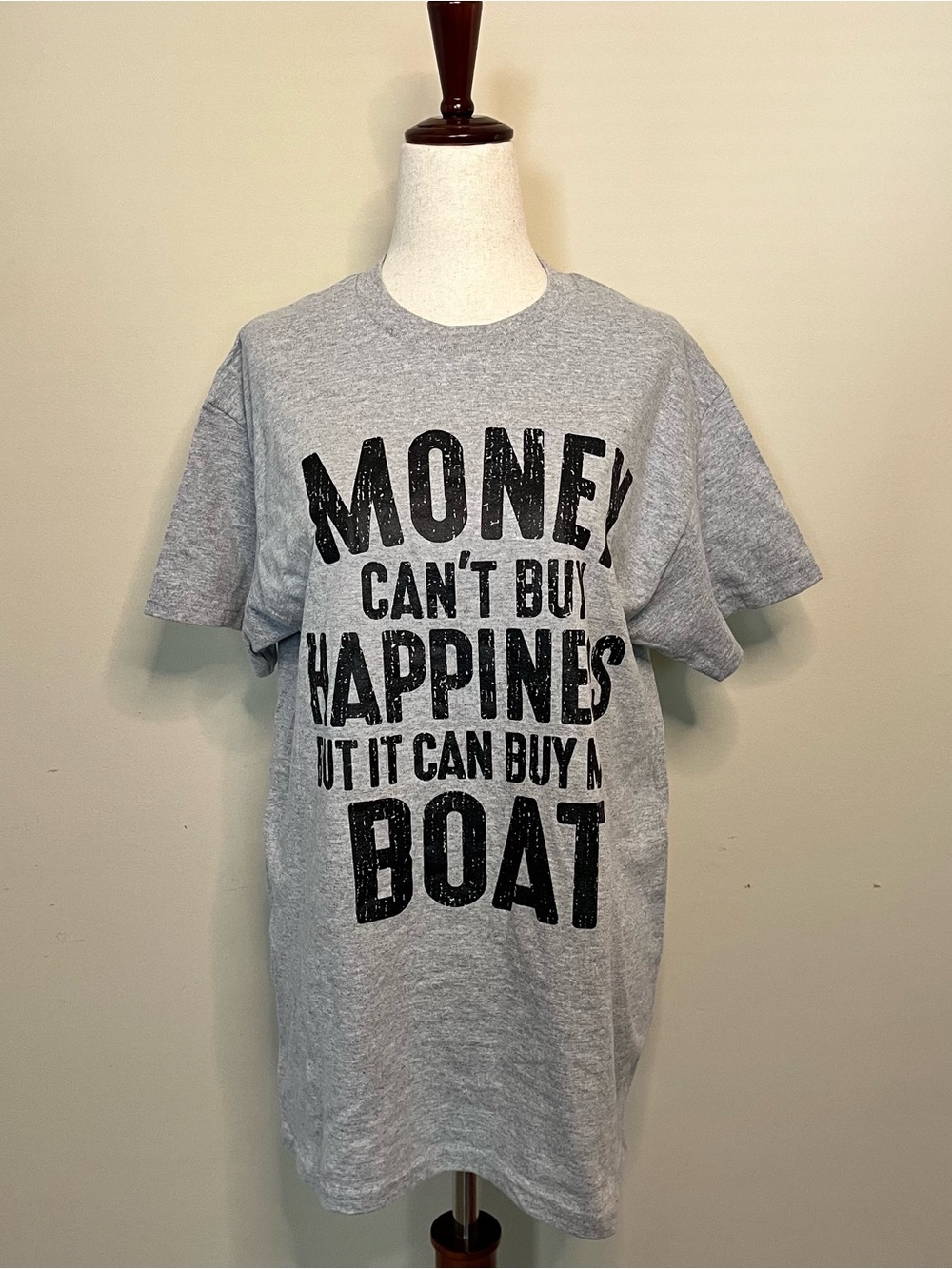 Gildan Gray Short-Sleeve Graphic Tee with Black Text